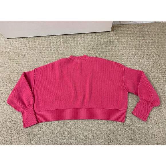 Free People Pink Easy Street Crop Sweater Oversized Womens Long Sleeve XL - Picture 4 of 11